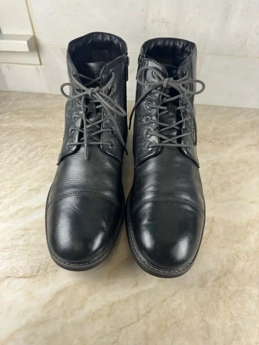 Rockport Men’s TruTech Leather Cap Toe Lace Up Ankle Boots Black Size 10.5